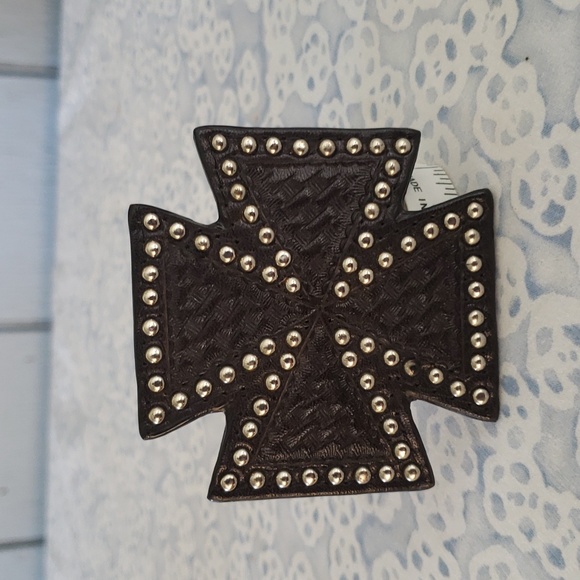 Leather Buckle Cross Western Buckle Studded Leather Buckle Buckle for Belt Buckl - Picture 9 of 9